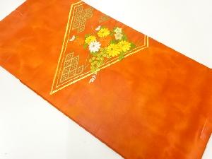 未使用品　菱に秋草模様刺繍名古屋帯